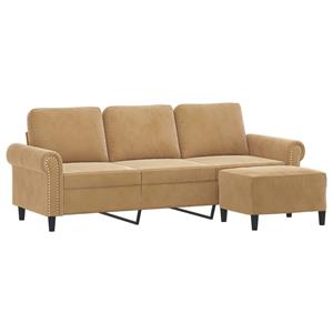 vidaXL Driezitsbank met voetenbank 180 cm fluweel bruin