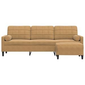 vidaXL Driezitsbank met voetenbank 210 cm fluweel bruin