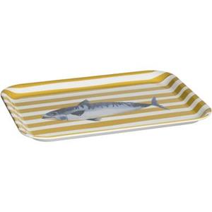 Leen Bakker Dienblad Fish - geel - 43x32 cm