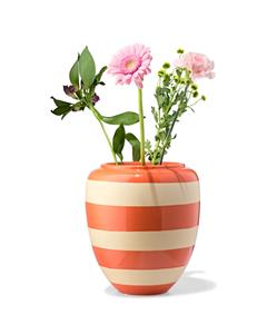 HEMA Vaas 25.8cm Keramiek Strepen Oranje (perzik)