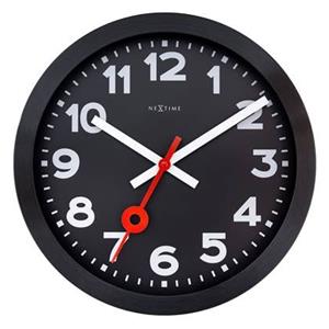 NeXtime  Wandklok 35cm - Stil - Zwart - Geanodiseerd Aluminium -