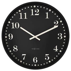 NeXtime  Wandklok 50cm - Stil - Zwart - Plastic -  'Dickens