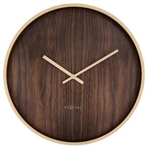 NeXtime  Wandklok 50cm - Stille - Lichtbruin|Darkbruin - Plastic -
