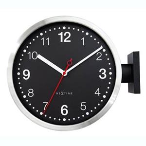 NeXtime  Wandklok 32,3x28x10cm-Stil-Wit & Zwart-Aluminium-