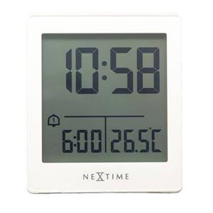 NeXtime  Digitale Tafelwekker 7,7x8,9x3 cm - RCC - Temperatuur - Wit