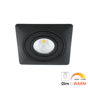 Letsleds LED spot XL kantelbaar 7Watt vierkant ZWART IP65 dimbaar - dim to warm