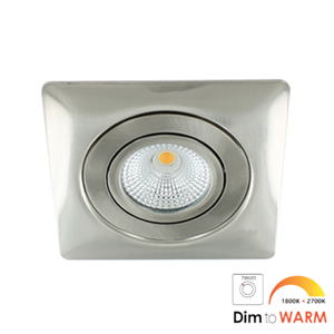 Letsleds LED spot XL kantelbaar 7Watt vierkant NIKKEL IP65 dimbaar - dim to warm