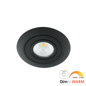 Letsleds LED spot XL kantelbaar 7Watt rond ZWART IP65 dimbaar - dim to warm