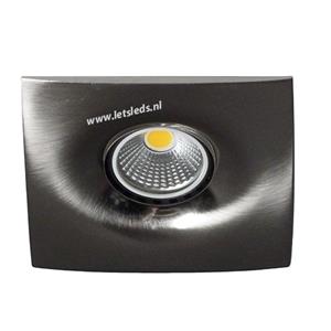 Letsleds LED spot MR16 COB 5Watt vierkant NIKKEL dimbaar (12 Volt)