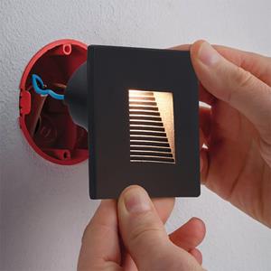 Letsleds LED trapverlichting 1.5Watt vierkant ZWART doorlusbaar voor WCD inbouwdoos