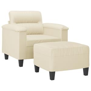 vidaXL Fauteuil met voetenbank 60 cm kunstleer crèmekleurig