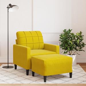 vidaXL Fauteuil met voetenbank 60 cm fluweel geel