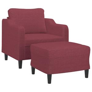 vidaXL Fauteuil met voetenbank 60 cm stof wijnrood
