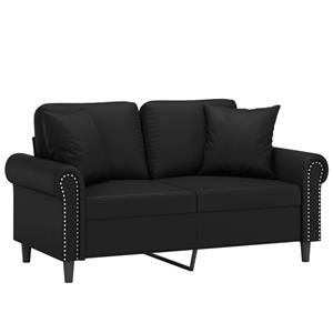 vidaXL Tweezitsbank met sierkussens 120 cm kunstleer zwart