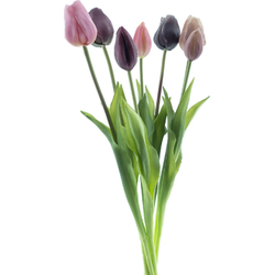 Buitengewoon de boet Bosje kunst tulpen Sally x7 tt mauve 47 cm - 