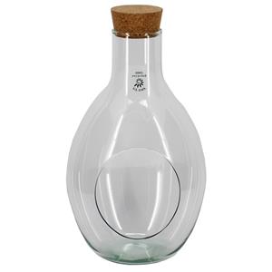 Bela Arte Sierfles terrarium met kurk dop - D25 x H37 cm - transparant glas - met gat -