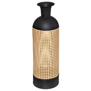 Atmosphera Bloemenvaas Oriental - zwart/beige - gietijzer - D18 x H60 cm - flessenhals vaas -