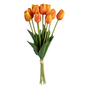 Atmosphera Kunst tulpen boeket Holland - 10x stuks - oranje - real touch - kunst zijdebloemen -