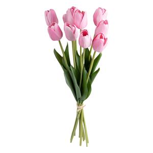 Atmosphera Kunst tulpen boeket Holland - 10x stuks - roze - real touch - kunst zijdebloemen -