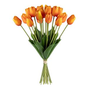 Atmosphera Kunst tulpen boeket Holland - 20x stuks - oranje - real touch - kunst zijdebloemen -