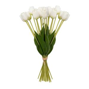 Atmosphera Kunst tulpen boeket Holland - 20x stuks - wit - real touch - kunst zijdebloemen -