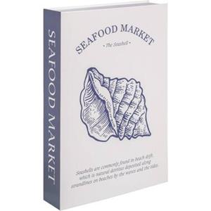 Leen Bakker Opbergboek Seafood - blauw - 5x30x21 cm