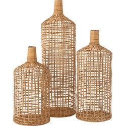 J-Line  Set Van 3 Vaas Decoratie Bamboe Naturel - 25x25x80cm