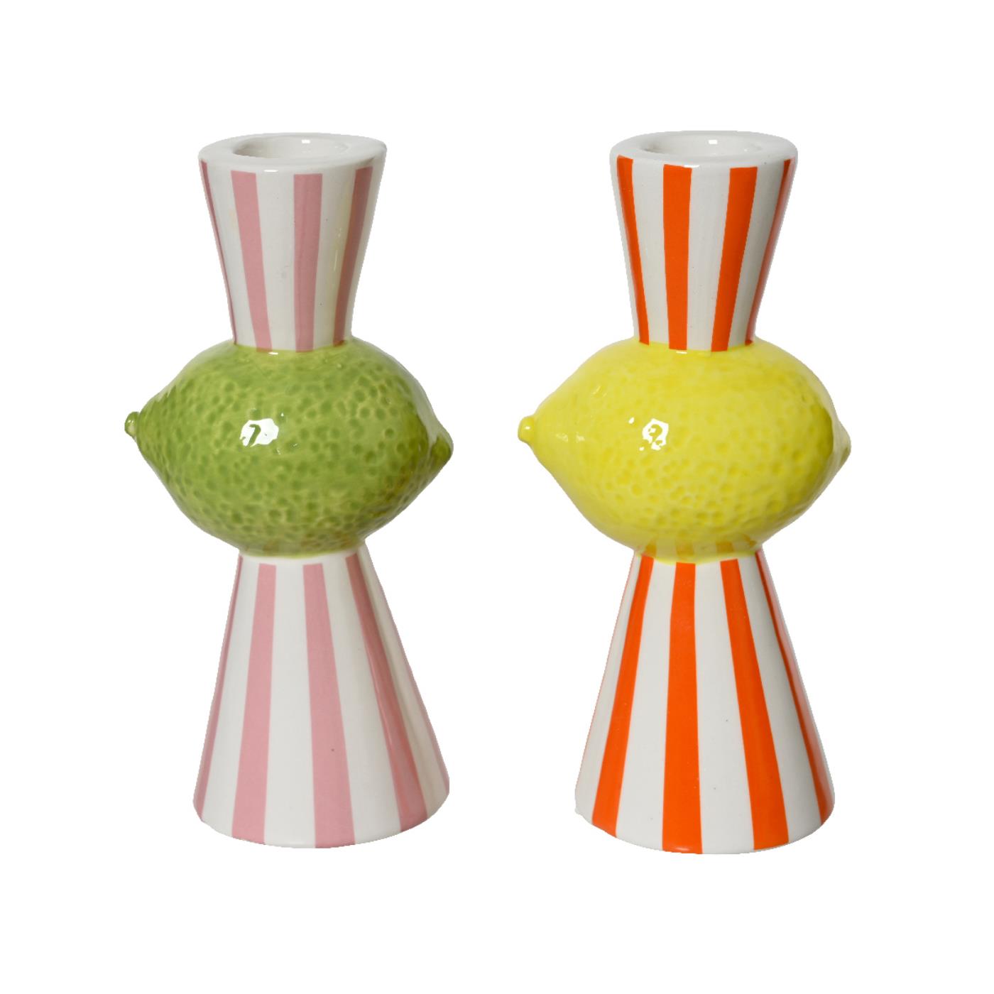 Decoris De Kandelaar Dolomiet Citrus (6,8x5,6x14,2 Cm) Is Een Stijlvolle En Kleurrijke