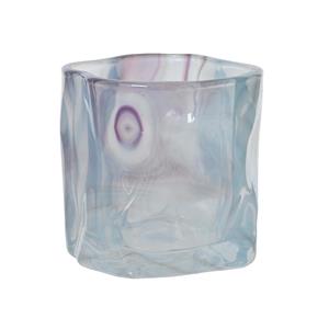 Decoris Theelichthouder Glas Ø8.5cm X H.8cm Blauw