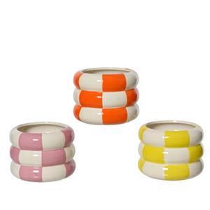 Decoris Bloempot Dolomiet Ø12.3x9.3cm Ruit Motief