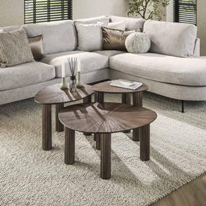 LifestyleFurn Organische Bijzettafel Sadaf Teakhout, Set van 3 stuks - Teak rust brown