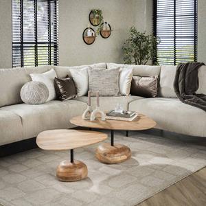 LifestyleFurn Organische Salontafel Renée Acaciahout, Set van 2 stuks - Massief acacia naturel
