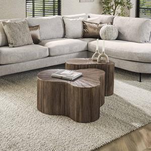 LifestyleFurn Organische Salontafel Sadaf Teakhout, Set van 2 stuks - Teak rust brown