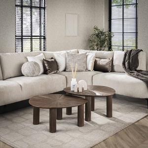 LifestyleFurn Organische Salontafel Sadaf Teakhout, Set van 2 stuks - Teak rust brown