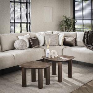 LifestyleFurn Organische Salontafel Sadaf Teakhout, Set van 2 stuks - Teak rust brown