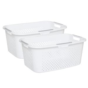5five Kunststof wasmand - 2x - wit - liter - x x 25 cm - manden voor wasgoed -