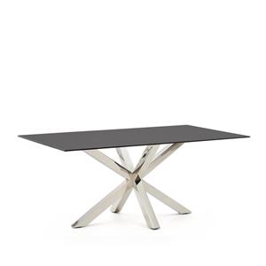Kave Home Eettafel Argo Glas, 180 x 100cm - Zwart