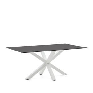 Kave Home Eettafel Argo Glas, 180 x 100cm - Zwart/Wit