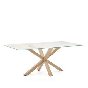 Kave Home Eettafel Argo Keramiek, 200 x 100cm - Wit/Naturel