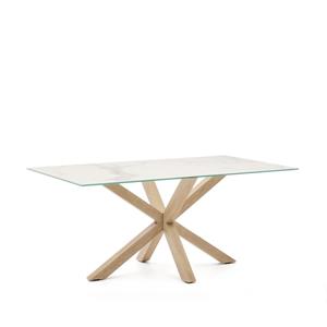 Kave Home Eettafel Argo Keramiek, 160 x 90cm - Wit/Naturel