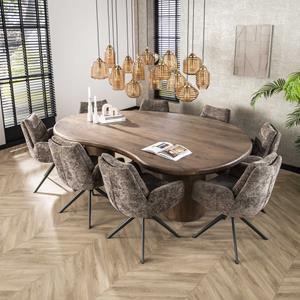 LifestyleFurn Organische Eettafel Cortina Acaciahout, 244 x 165cm - Massief acacia drift brown