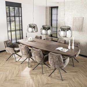 LifestyleFurn Deens Ovale Eettafel Herbie Acaciahout, 300 x 120cm - Massief acacia drift brown