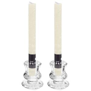 SPAAS Kaarsen set - 2x kandelaars - glas - 12x dinerkaarsen - ivoor wit -