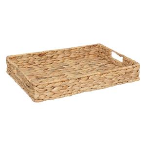 5five Design dienblad van metaal/riet - 45 x 32 cm - beige - Hoge opstaande rand -