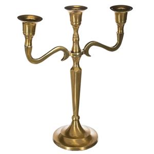 Atmosphera kaarsen kandelaar Baroque - met 3 armen - metaal - dinerkaarsen - goud - 22 x 27 cm -