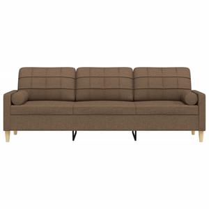 vidaXL Driezitsbank met sierkussens 210 cm stof bruin