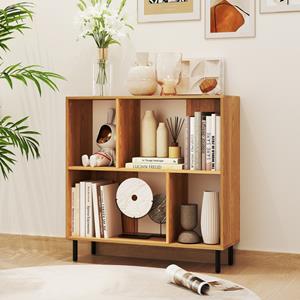 Costway 4-Cube Boekenkast 2-Niveau Plank met Metalen Poten Opslag Plank Moderne Display Plank Opslag Organisator voor Woonkamer Kantoor