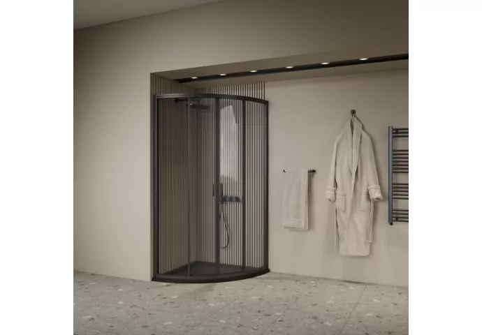 <QuerySet [<AttributeOption: Gliss Design>]> Douchecabine kwartrond met schuifdeuren 90 x 190 cm mat zwart