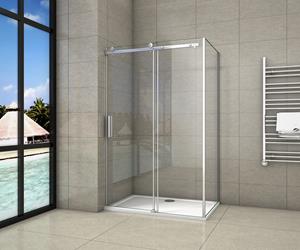 Sanexo Douchecabine Rechthoek Lotus 100X90X195 Schuifdeur 8Mm Helder Glas Antikalk Chroom Links