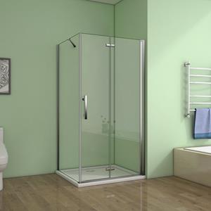 Sanexo Douchecabine Rechthoek Poppy 100 Vouwdeur X 90 Vaste Wand 6Mm Helder Glas Antikalk Chroom